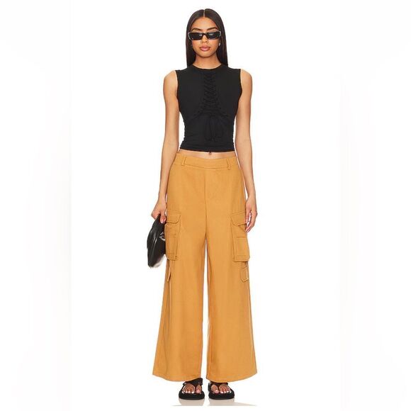 NWT Superdown Piper Cargo Pants in Khaki Brown wide leg Revolve XXS - Picture 1 of 8